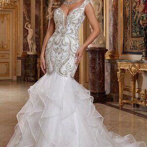 🦢Luxury Glamour Designer Couture Wedding Evening Runway Prom Pageant Gown Dress